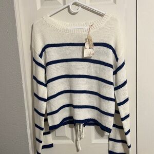 Hem & Thread Navy and White Striped Sweater